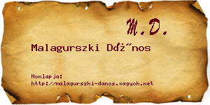 Malagurszki Dános névjegykártya